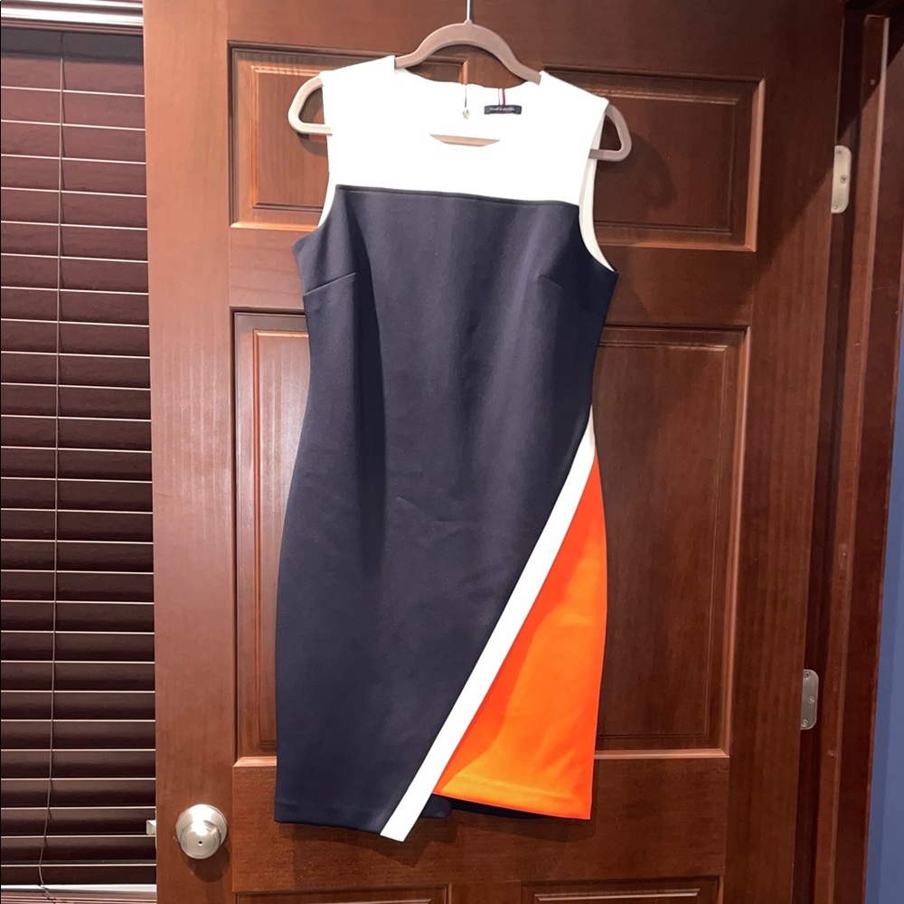 Tommy Hilfiger Navy and Orange Asymmetrical Dress